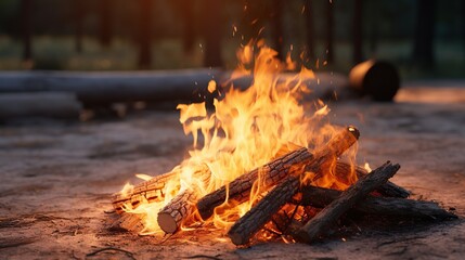 fire burning inside. Background campfire