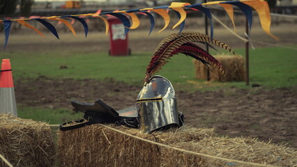 Medieval knight's helmet replicate at the faire