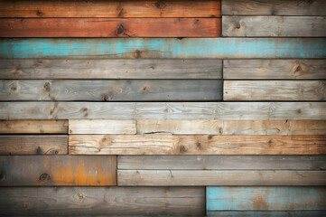 Rustic Horizontal Multi Color Barnwood Background Generative AI