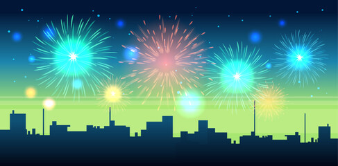 Fototapeta premium holiday fireworks festival celebration greeting invitation postcard culture and tradition carnival party concept