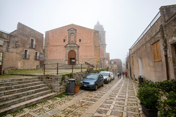 Pedestrian Cobblestone Street in Erice - Sicily - Italy