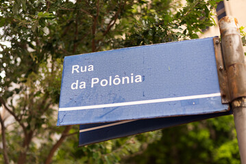 Sign indicating the name of a street in the Comercio neighborhood in the city of Salvador, Bahia