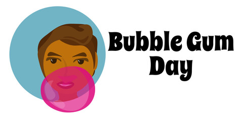 Bubble Gum Day, horizontal poster or banner design about an extraordinary holiday