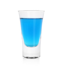 Shooter in shot glass isolated on white. Alcohol drink