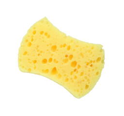 One yellow sponge isolated on white, top view