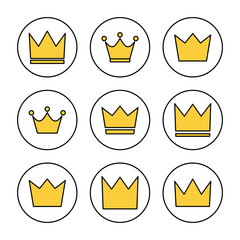 Crown icon set vector. crown sign and symbol