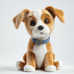 Puppy dog Stuffed Animal plush Toy doll, 3D render, Al Enhanced