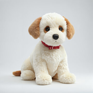 Puppy dog Stuffed Animal plush Toy doll, 3D render, Al Enhanced