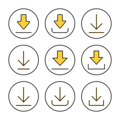 Download icon set vector. Download sign and symbol