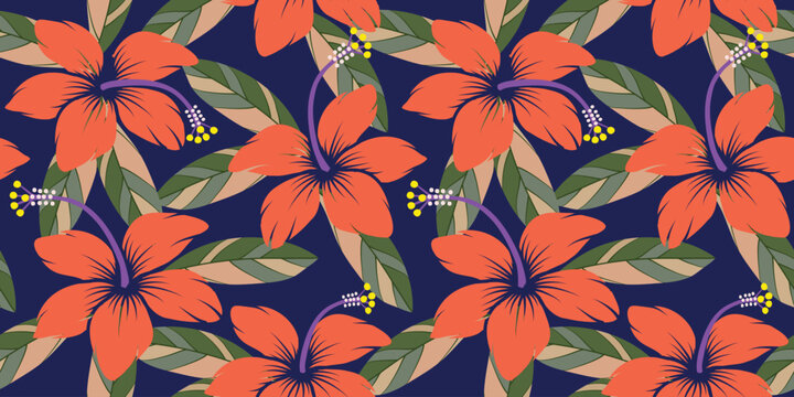 Pretty flowers seamless pattern background. Exotic floral pattern for fabric, textiles, clothing, wrapping paper, cover, banner, home decor, abstract backgrounds. vector illustration.