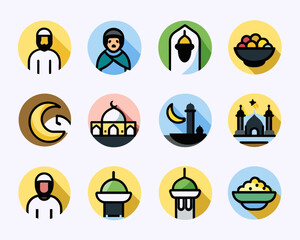 Fototapeta premium icon set food and ramadhan theme