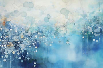 Beautiful blue watercolor background material, Generative AI