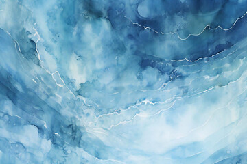 Beautiful blue watercolor background material, Generative AI - obrazy, fototapety, plakaty