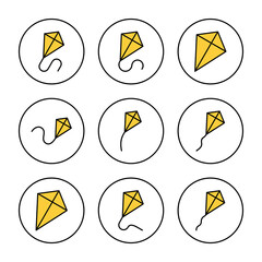 Kite icon set vector. kite sign and symbol