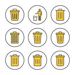 Trash icon set vector. trash can icon. delete sign and symbol.