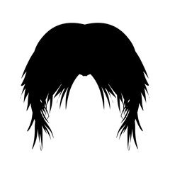 Design illustration of the shape of a man's long black hair. Perfect for stickers, card elements, social media, banners, posters