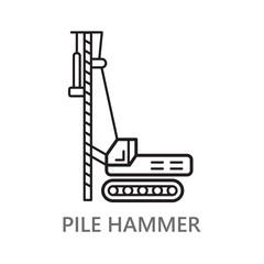 Pile Hammer icon. line vector icon on white background. high quality design element. editable linear style stroke. vector icon. 