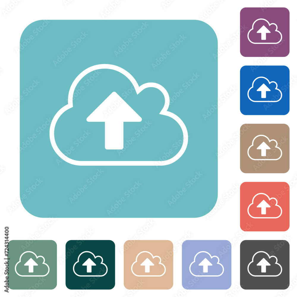 Poster cloud upload outline rounded square flat icons