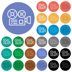 Movie camera outline round flat multi colored icons