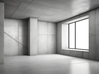 abstract dark white concrete interior background. 3d illustration