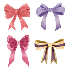 Watercolor cute ribbon set 