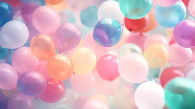 Colorful balloons background, pastel color. New born concept.