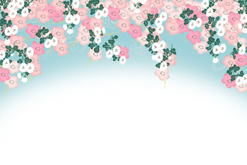 Clip Arts: Cherry Blossoms in Blue Sky - Japanese Pattern Background