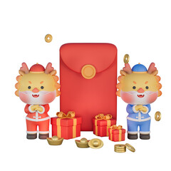 3D rendering of the Chinese Spring Festival illustration celebrating the Year of the Dragon