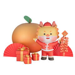 3D rendering of the Chinese Spring Festival illustration celebrating the Year of the Dragon