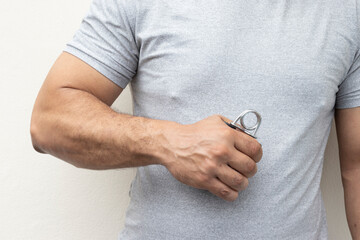 Muscle Man use hand grips for exercise. Hand grippers will help increase crush grip strength,...