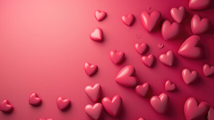 Valentine's Day background with 3D pink hearts.
