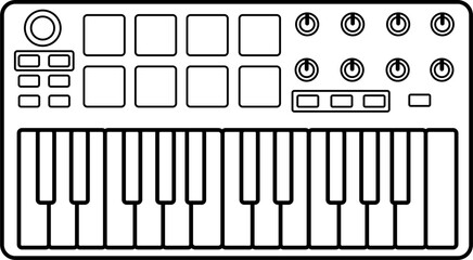 MIDI Controller Outline Vector Illustration