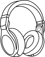 Headphones Outline Vector Illustration