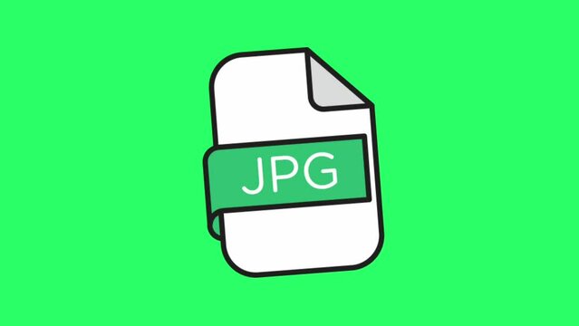 Animation symbol JPG file type on green background. 