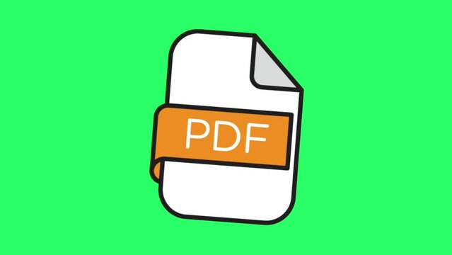 Animation symbol PDF file type on green background. 
