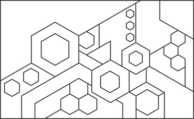 black and white hexagon pattern for wall decoration