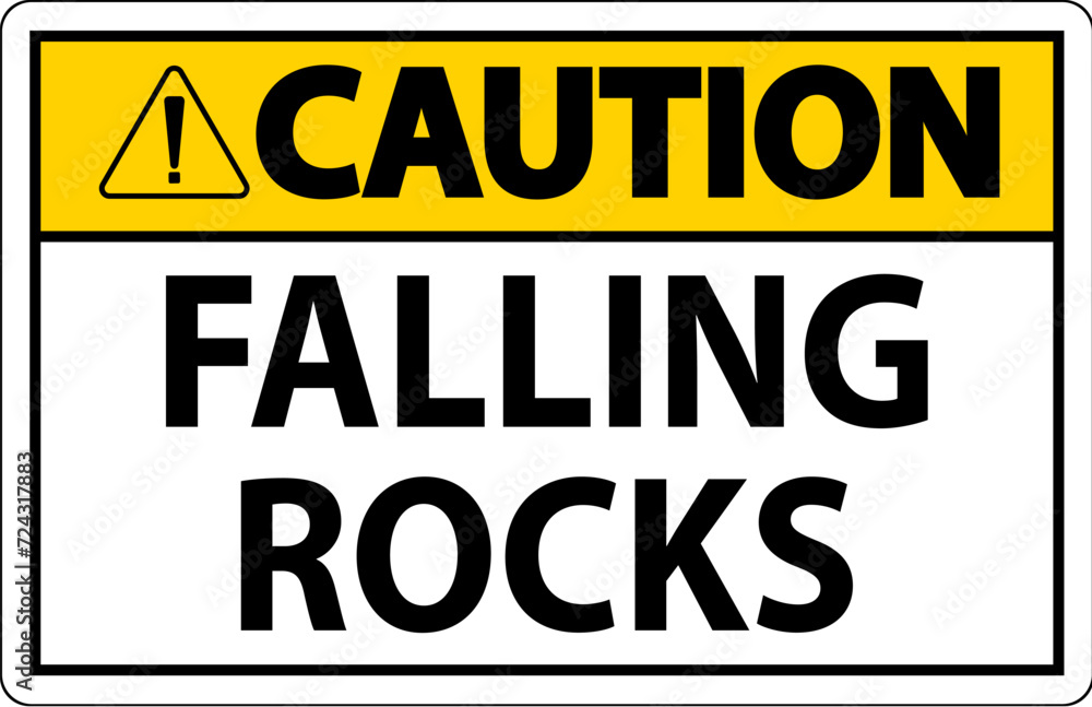 Wall mural Caution Sign, Falling Rocks