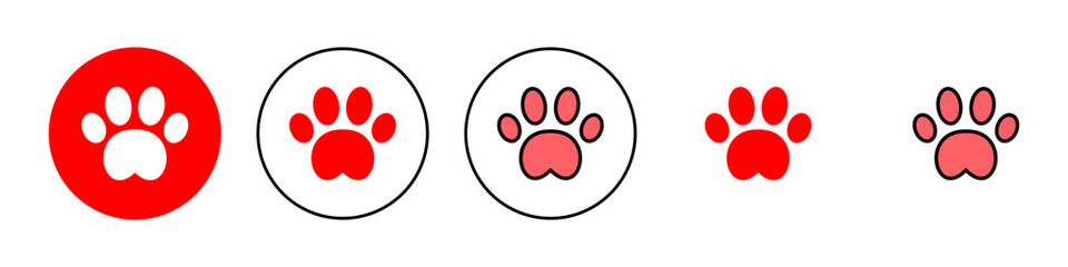 Fototapeta premium Paw icon set illustration. paw print sign and symbol. dog or cat paw