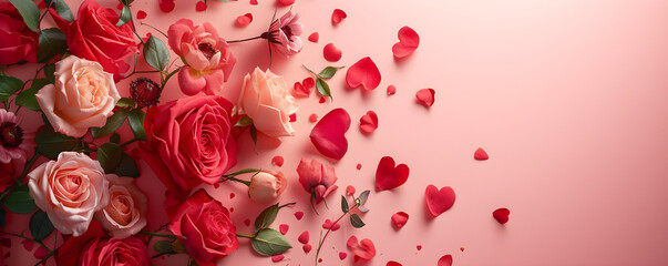 Valentine's Day, Mother's Day, or Women's Day card with flowers and copy space for a personalized message.