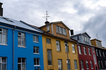 Colorful residential buildings in Reykjavik, Iceland.