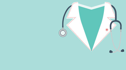 Banner for design with drawn doctor's uniform and stethoscope