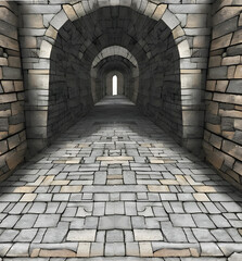3Dダンジョン入口風石造り煉瓦の迷宮入口