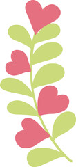 Abstract brunch of leaves with hearts flower illustration for decoration on wedding and Valentine's day festival.