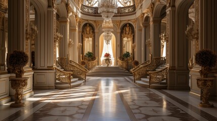 Image of a large corridor in a luxury villa.