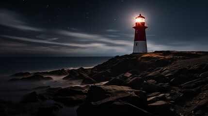 Image of a lighthouse in the night. © kept