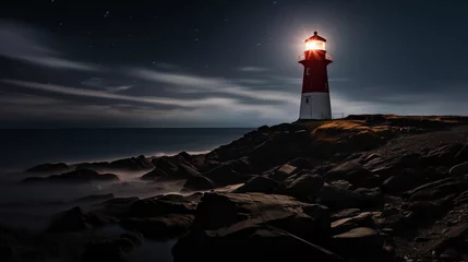 Tuinposter Image of a lighthouse in the night. © kept