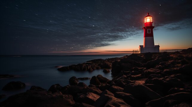 Image of a lighthouse in the night.
