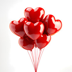 red heart shaped balloons on white