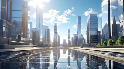 Fototapete panoramic view of modern skyscrapers in shanghai © Iman