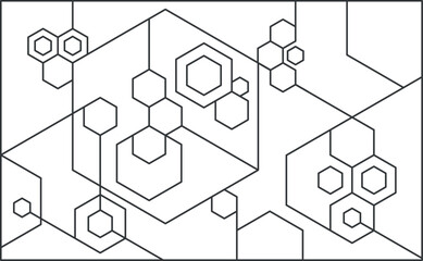 black and white hexagon pattern for wall decoration
